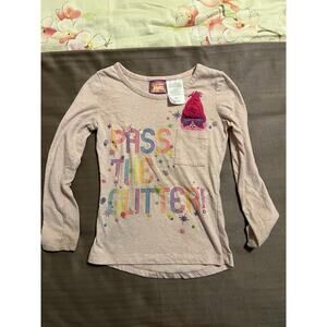 Trolls Pink Long Sleeve Girls Shirt "Pass The Glitter" Size Youth XS